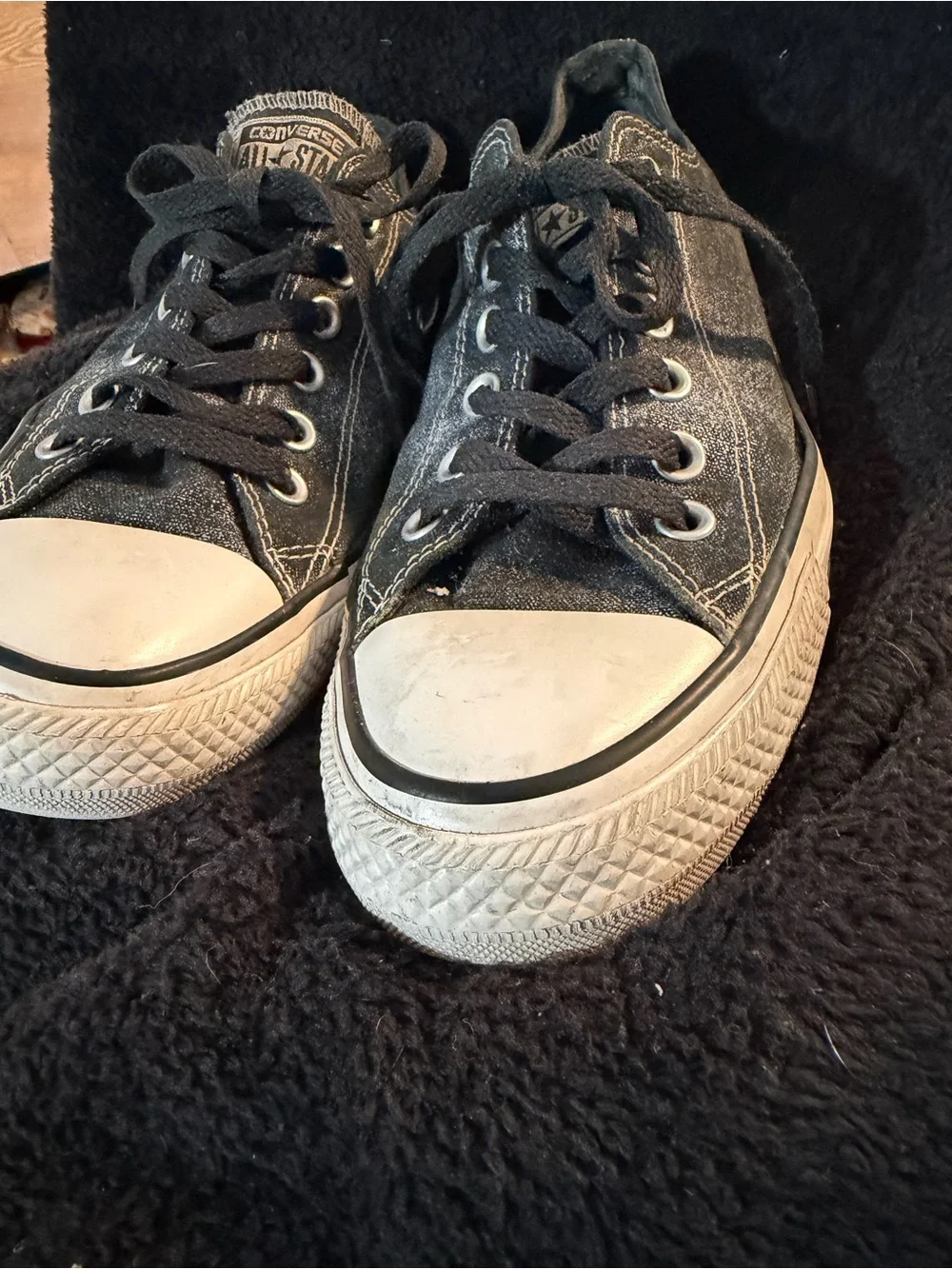Converse Chuck Taylor All Star Low Top Washed Black Canvas Lace Up 545026F Sz 8